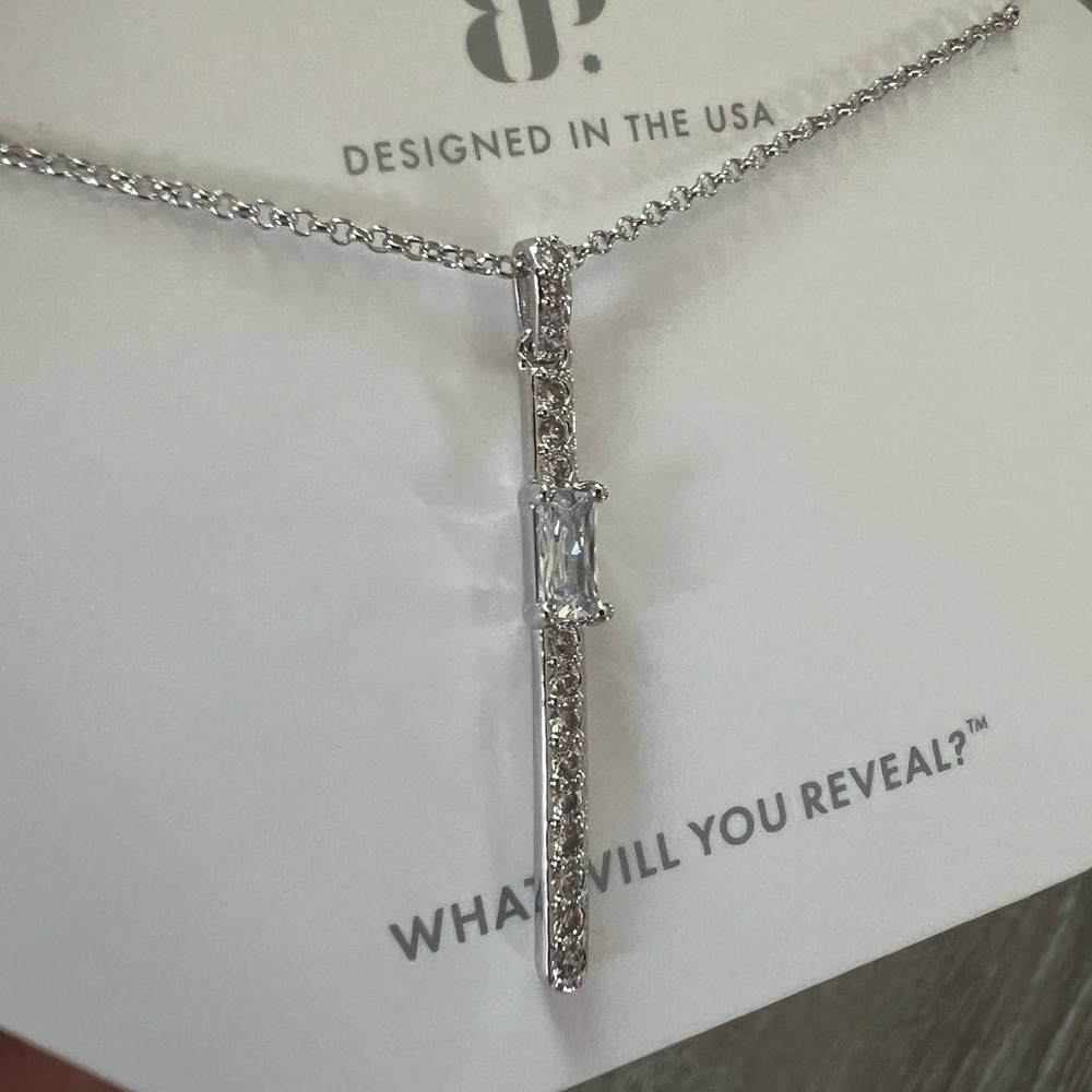BP diamond cz rhodium necklace Loved by many